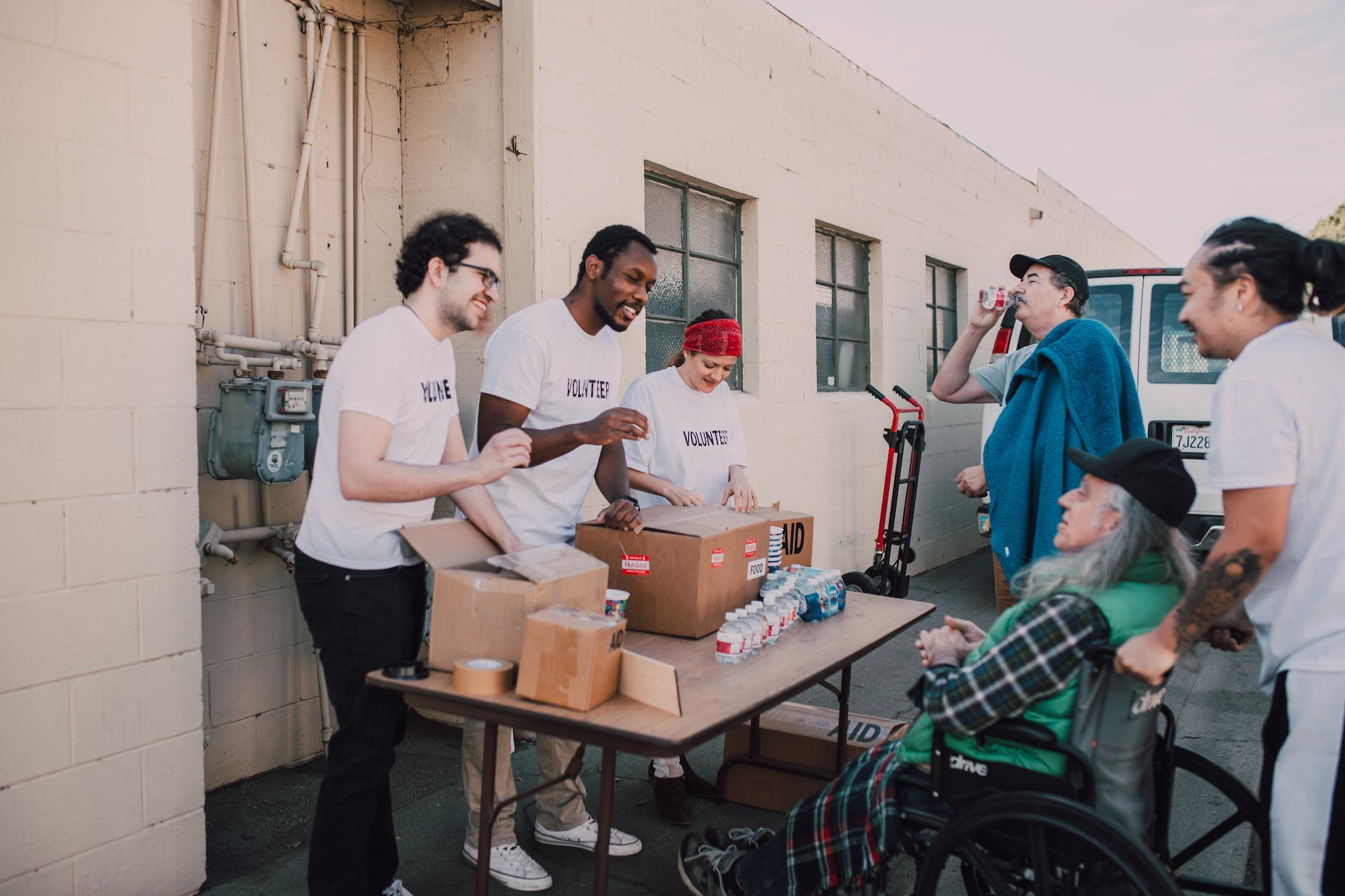 people donating goods